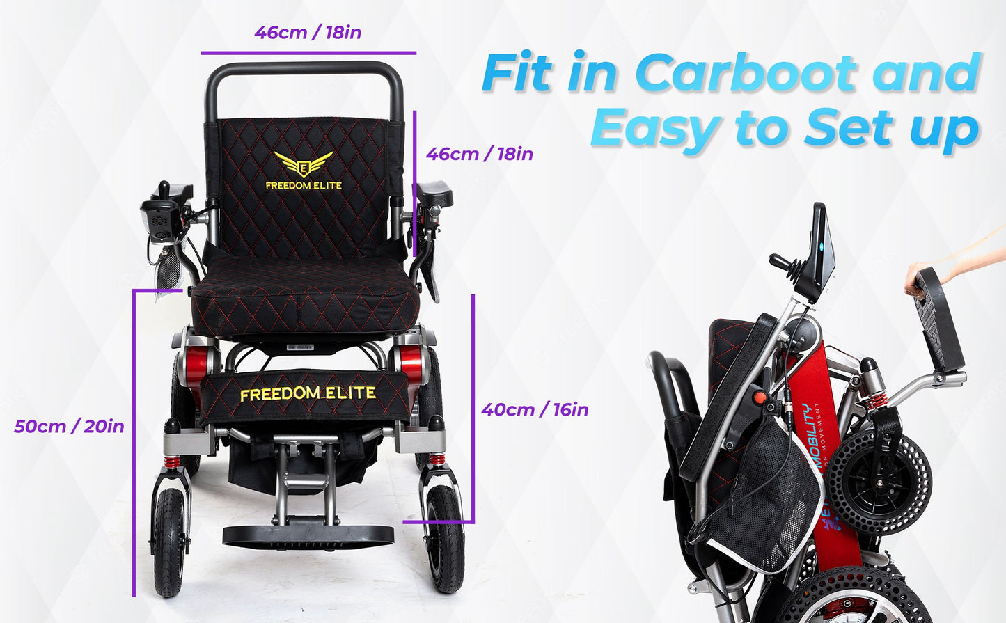 Lightweight Foldable Power Electric Wheelchair With Carer Remore Control